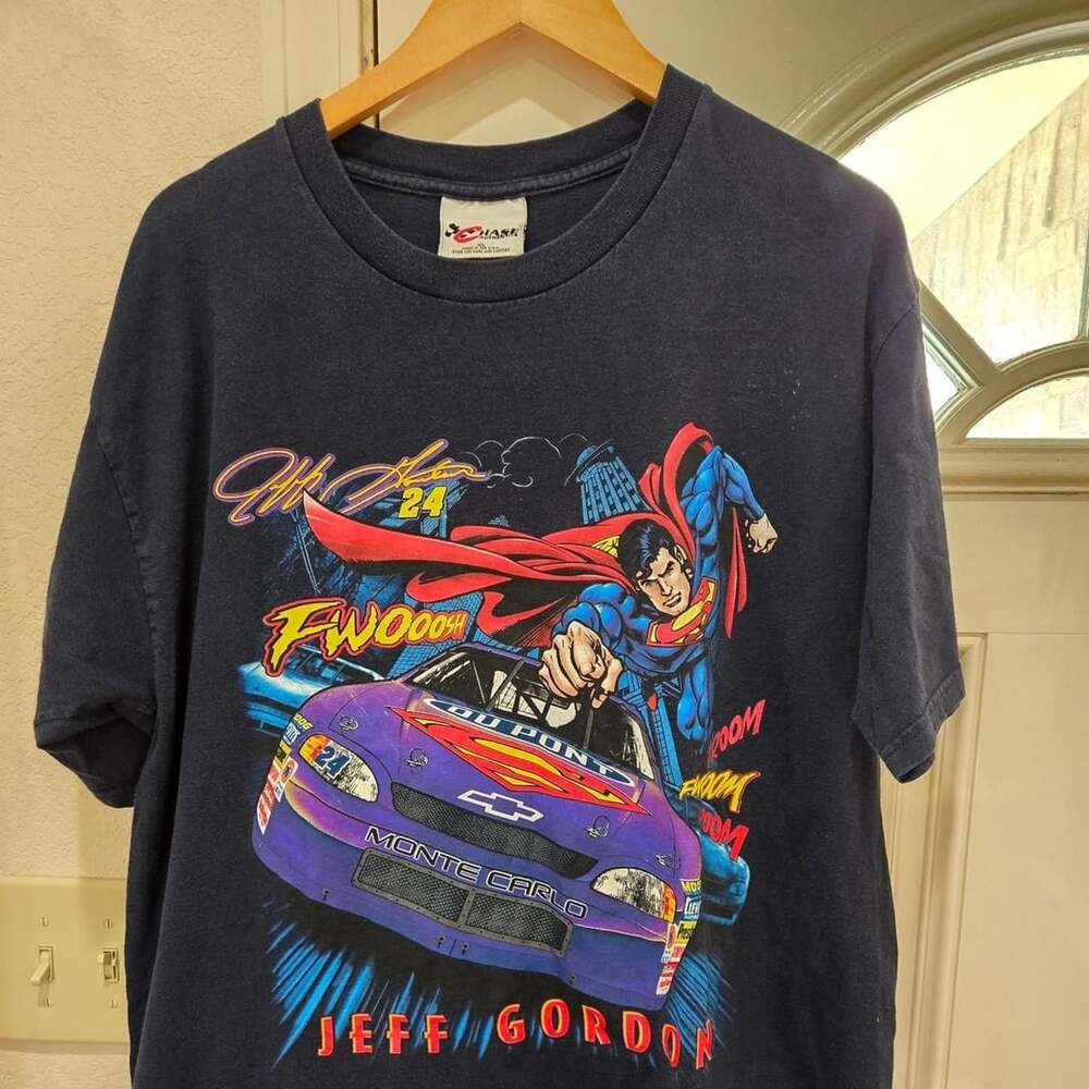 Vintage Chase Authentics Jeff Gordon Superman NASCAR T-Shirt